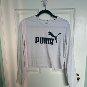 Ladies “PUMA” White Long Sleeve Crop Top